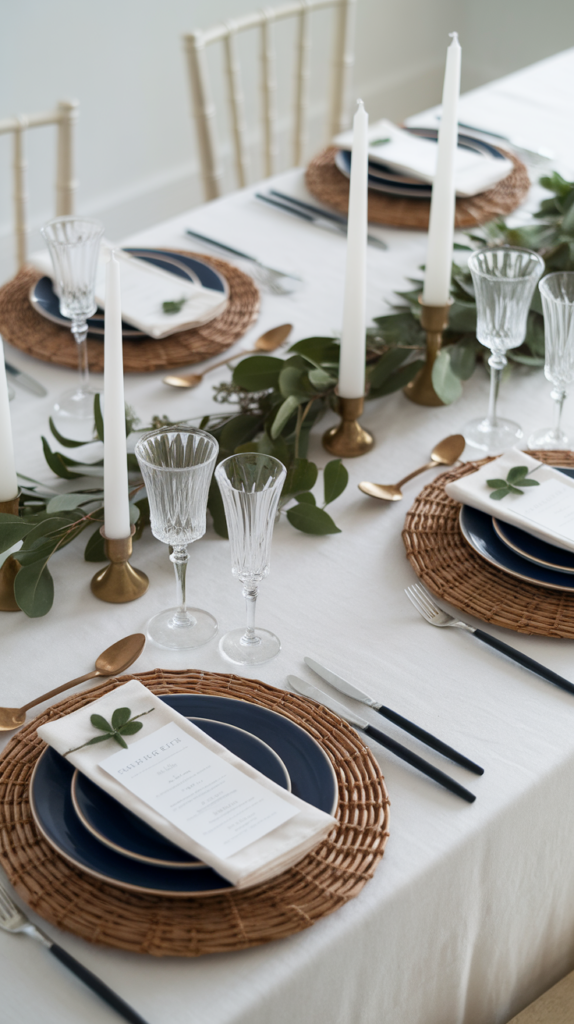 simple elegant christmas table setting sapphire blue