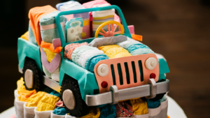 Jeep-themed diaper cakes