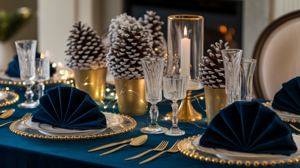 christmas table blue