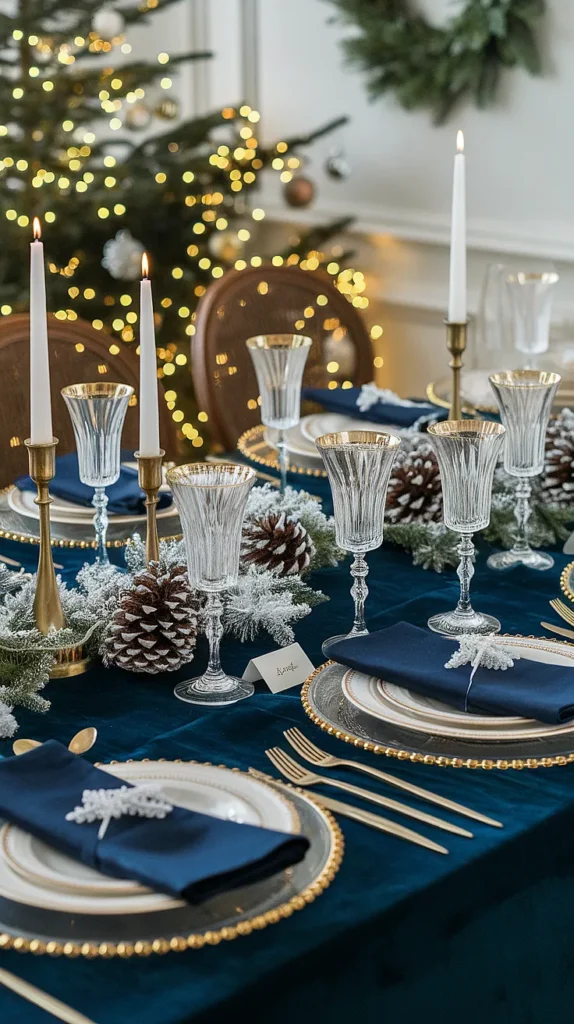christmas table blue
