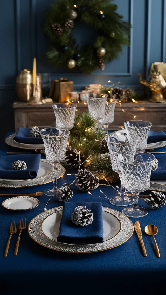 christmas table blue
