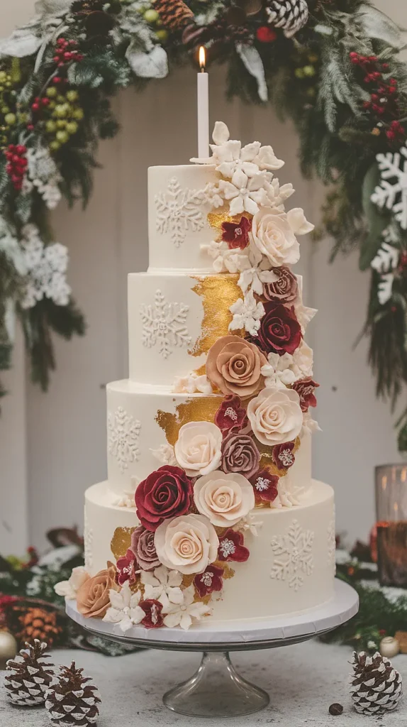25+ Elegant Christmas Wedding Ideas christmas themed wedding cakes elegant