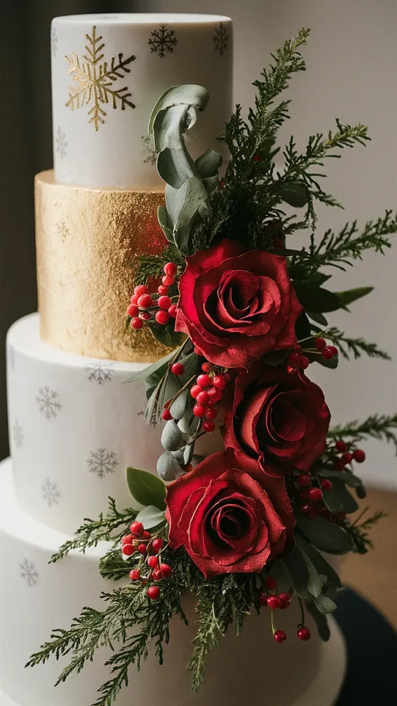 25+ Elegant Christmas Wedding Ideas christmas themed wedding cakes elegant