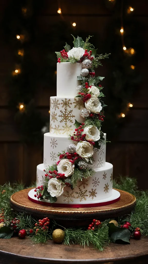 25+ Elegant Christmas Wedding Ideas christmas themed wedding cakes elegant