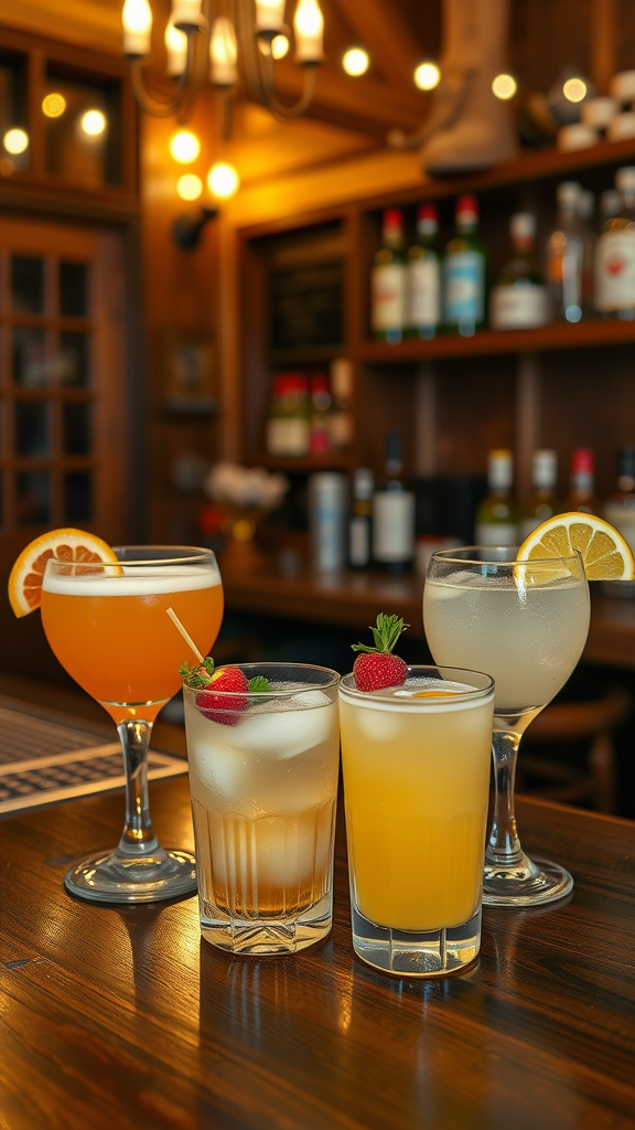 25 Rustic Cowboy Wedding Ideas to Tie the Knot with Style Four colorful cowboy-themed cocktails on a wooden bar