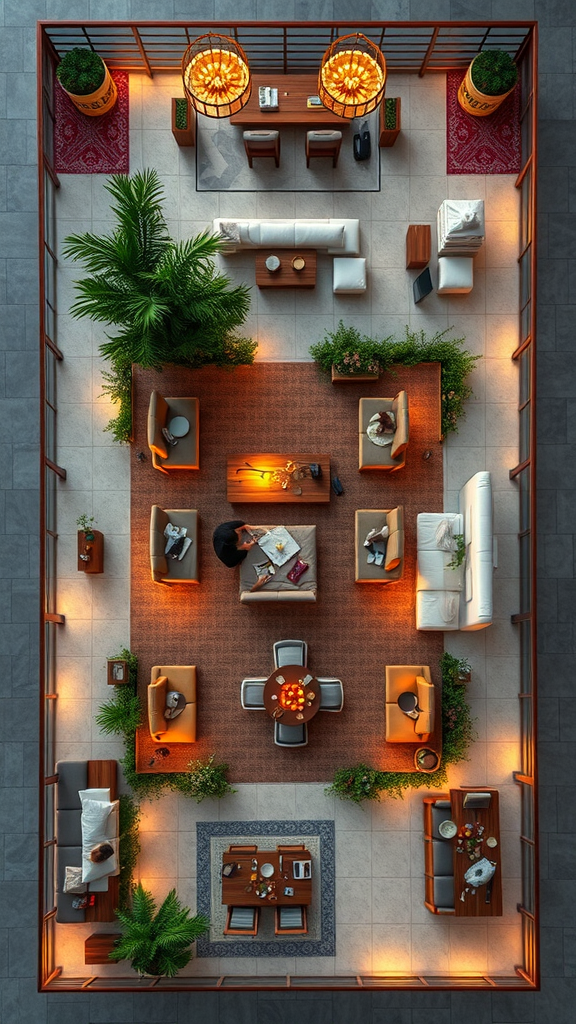 25 Must-Have Items for the Perfect Nesting Party An inviting guest interaction zone with comfortable seating and warm lighting.