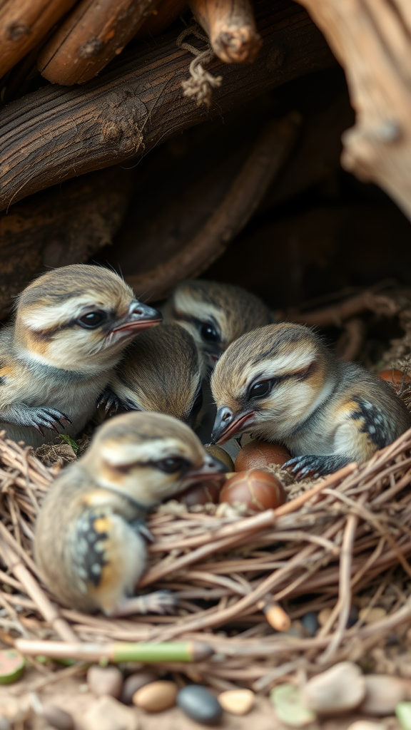 25 Creative Nesting Party Ideas for a Cozy Gathering Five baby birds nestled together in a natural nest. Nesting Party Ideas