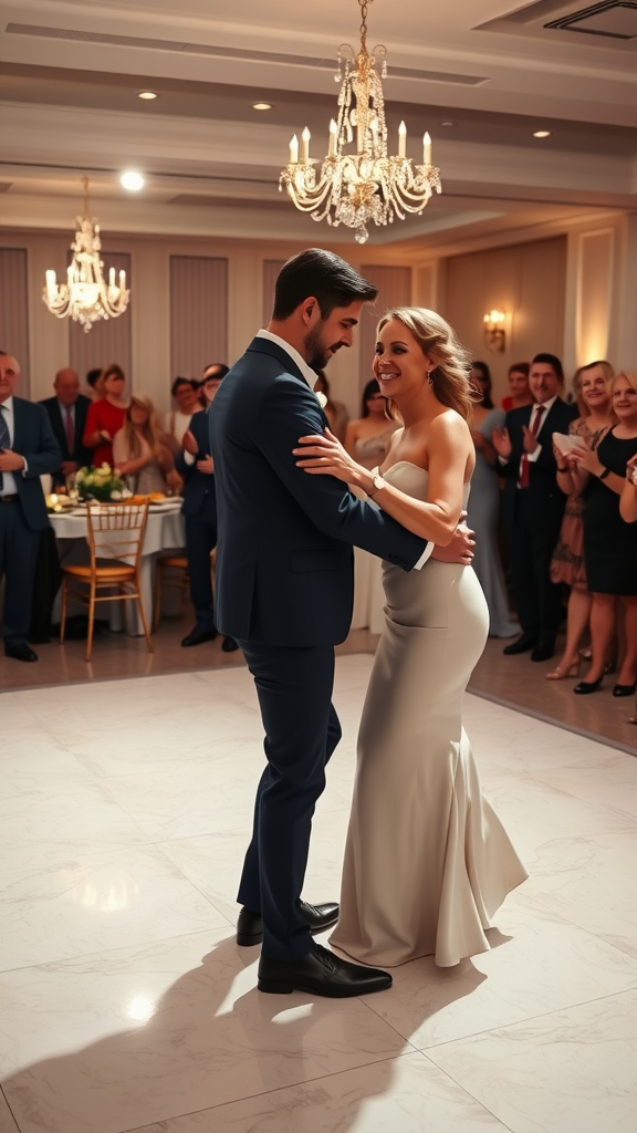 25 Rustic Cowboy Wedding Ideas to Tie the Knot with Style A couple dancing at a wedding reception, surrounded by guests celebrating.