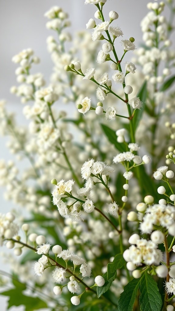 A close-up of a bouquet of baby's breath flowers.