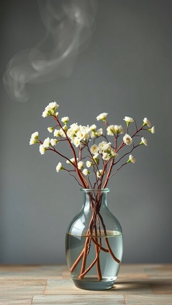 A vase of baby’s breath flowers with water, showcasing freshness and simplicity.