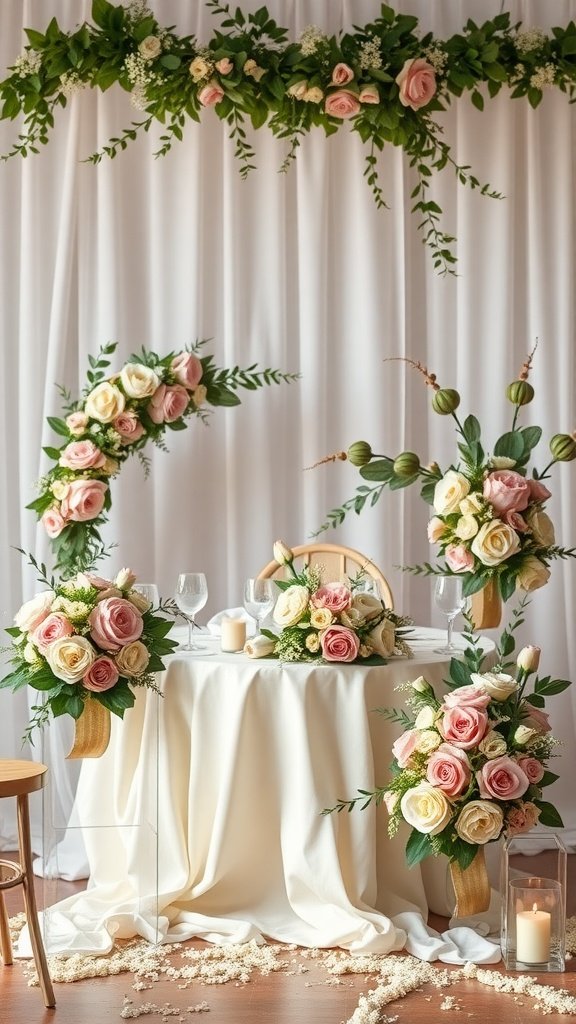 35 Stunning Olive Green Wedding Theme Color Schemes Wedding table decor featuring olive green and blush pink flowers with candles.