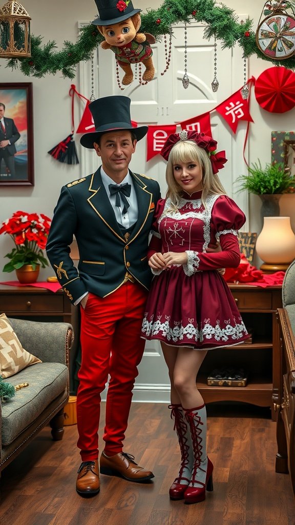 A couple dressed in themed costumes for a cozy indoor date. Indoor Date Ideas