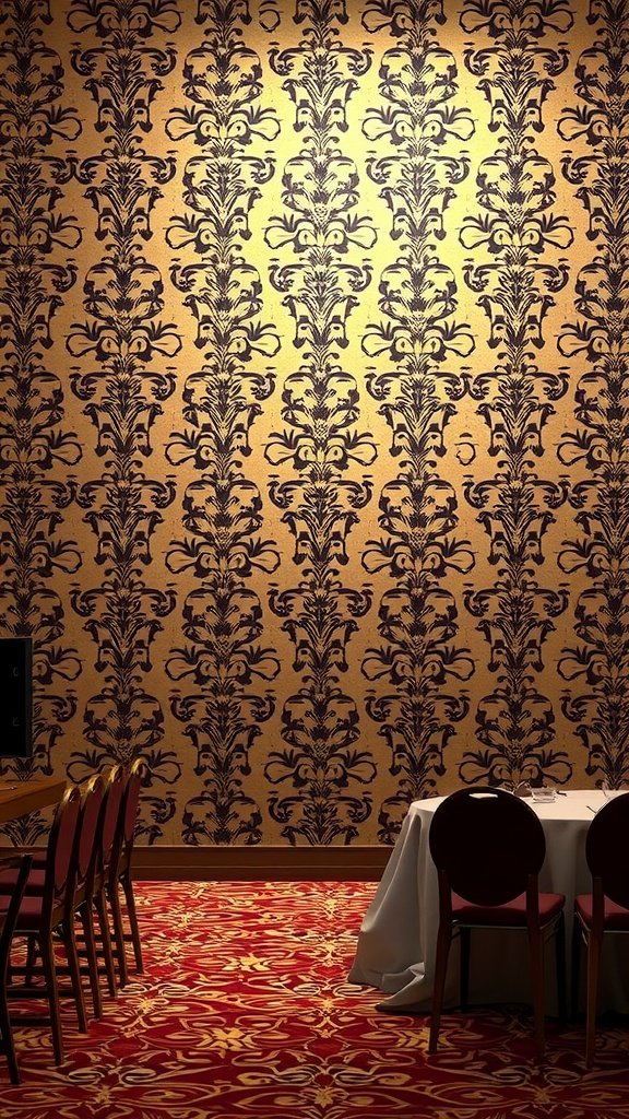 35 Stunning Wedding Wallpaper Ideas to Transform Your Venue Damask patterned wallpaper in a wedding setting