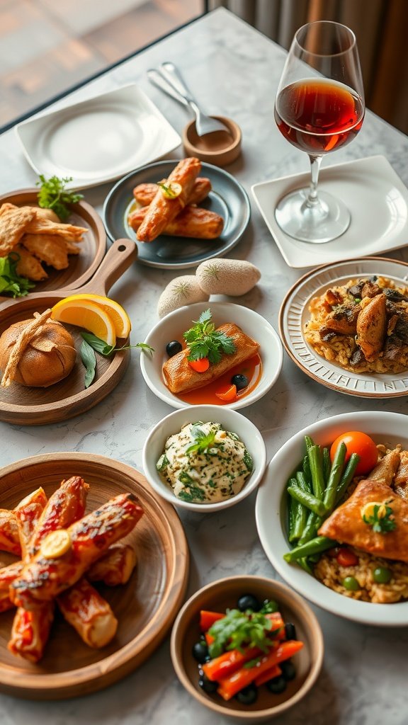 A variety of delicious dishes arranged on a table for a culinary tasting experience