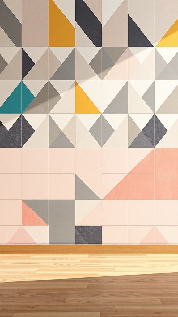 35 Stunning Wedding Wallpaper Ideas to Transform Your Venue A wall with geometric patterns in various colors and shapes