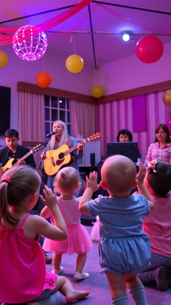 Children enjoying live music at a birthday party
