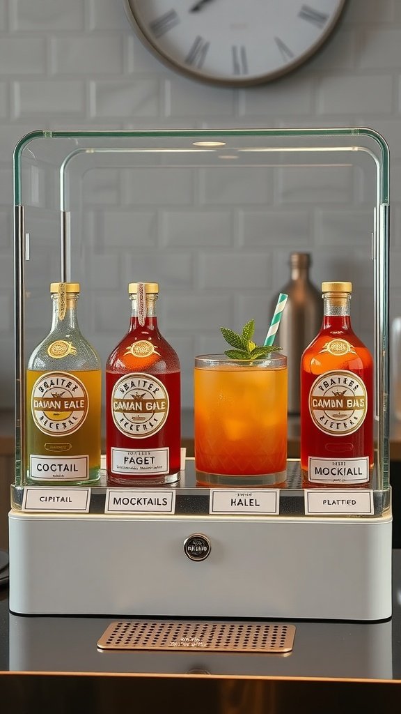 Stylish drink station with cocktail and mocktail options
