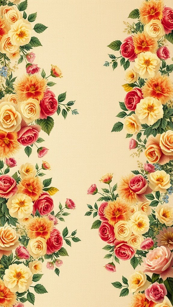 35 Stunning Wedding Wallpaper Ideas to Transform Your Venue A vintage floral collage featuring roses and other blooms on a soft background.