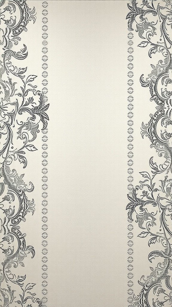 35 Stunning Wedding Wallpaper Ideas to Transform Your Venue Vintage lace-inspired wallpaper design featuring floral motifs and a cream-black color palette.