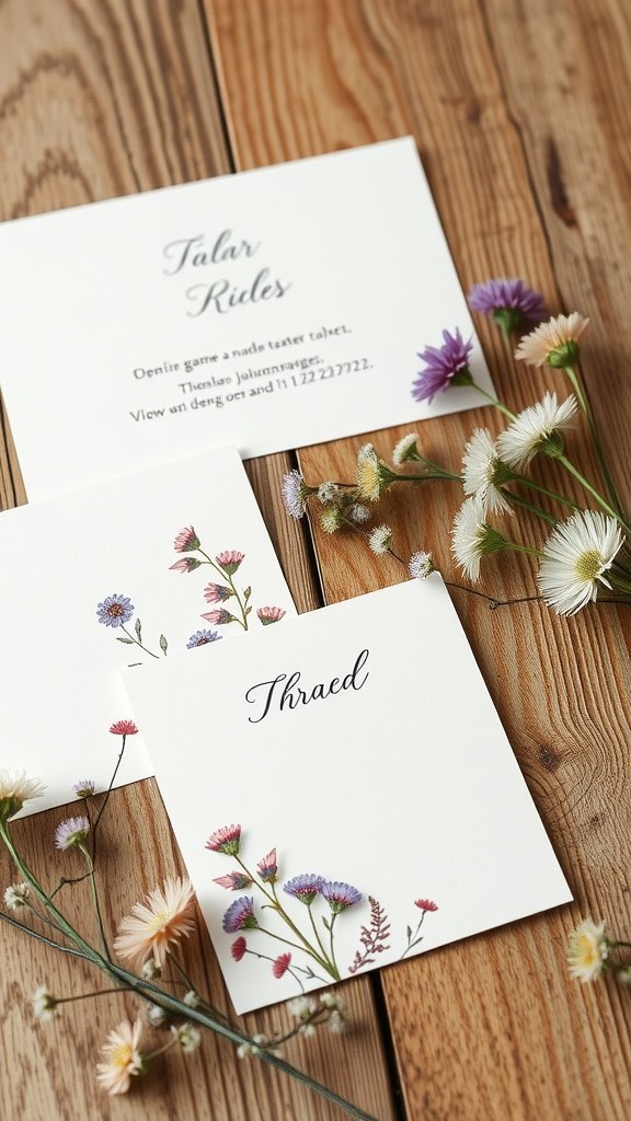 Wedding stationery with wildflower motifs