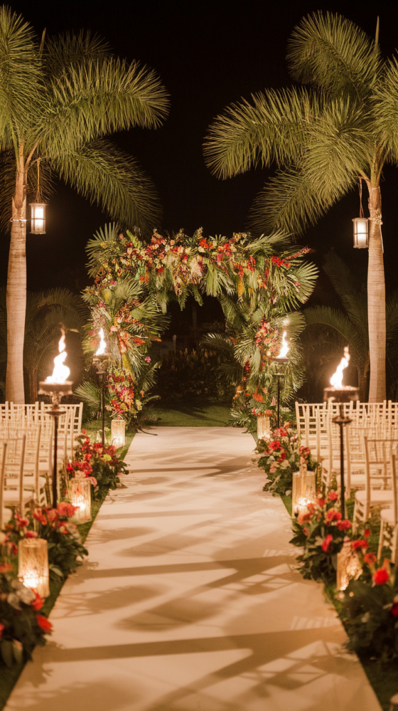 tropical wedding entrance