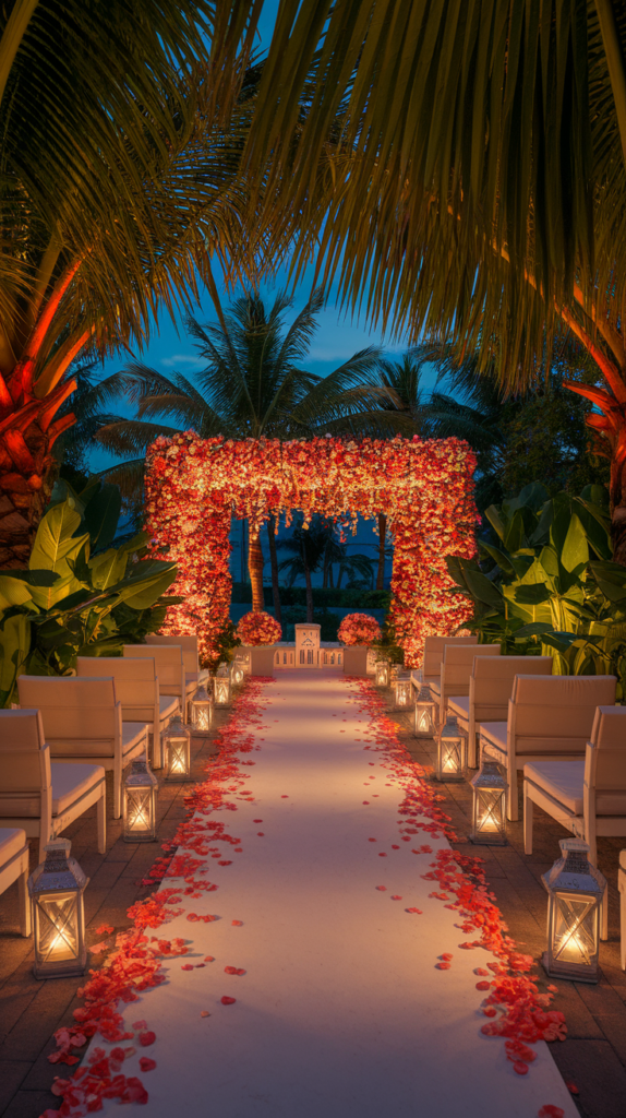 tropical wedding entrance
