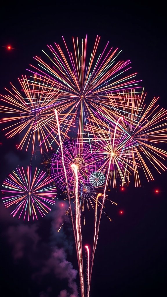 Colorful fireworks bursting in the night sky