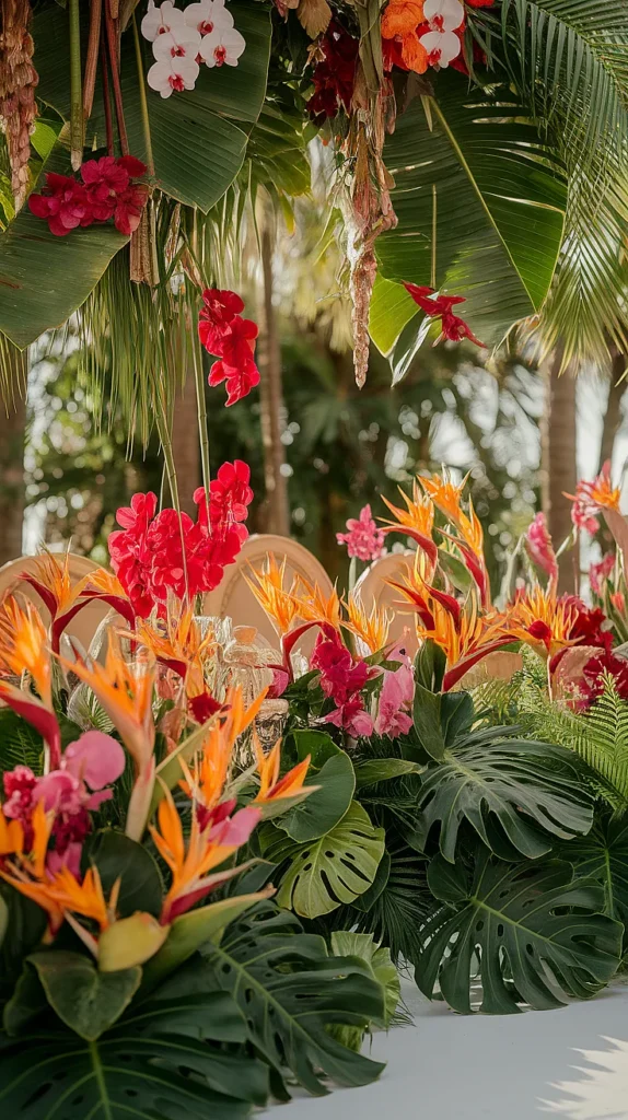 tropical wedding florals