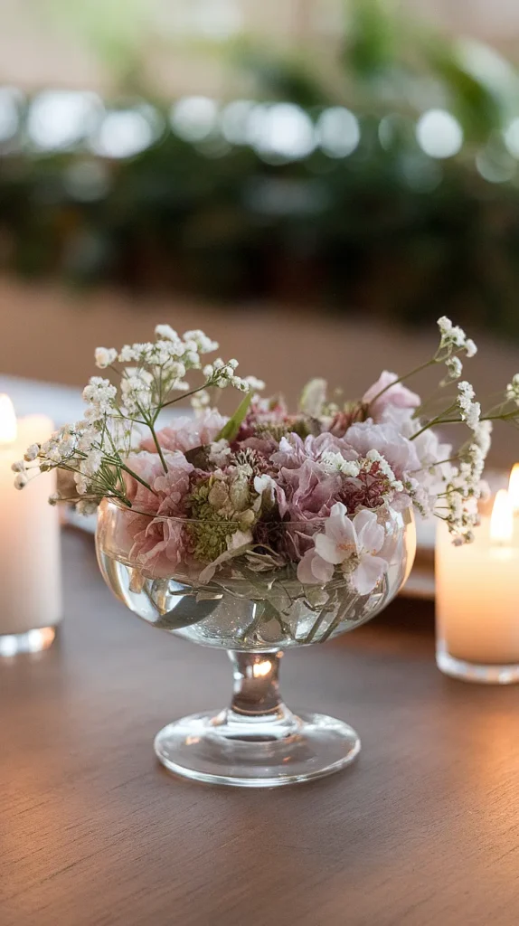 Cylinder Vases with Floating Flowers and Candles
