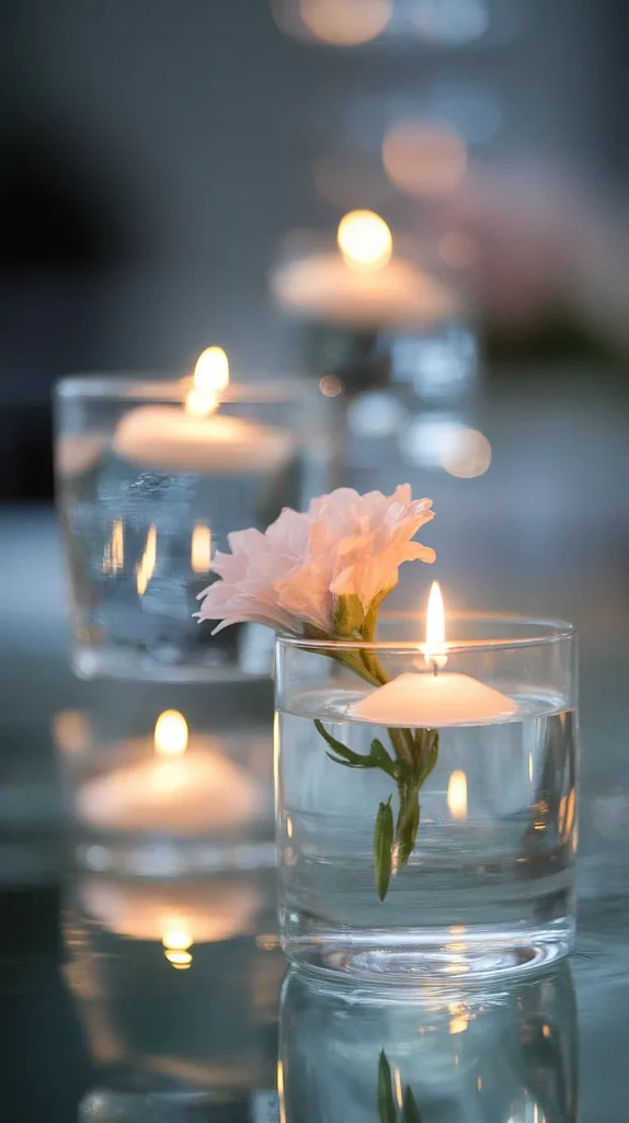 Cylinder Vases with Floating Flowers and Candles