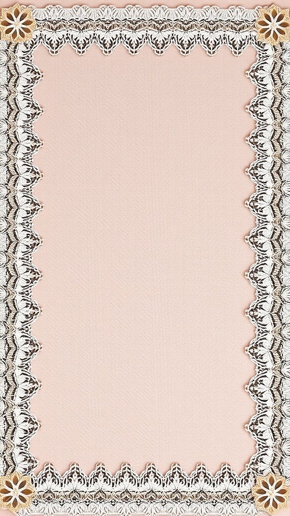 Chic coquette wallpaper featuring delicate lace borders in soft pink.