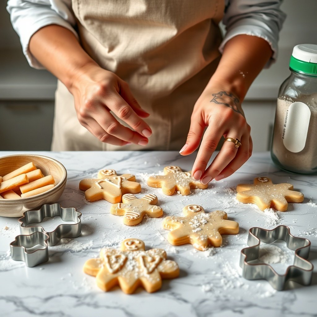 30 Delightful Mexican Wedding Cookie Recipes to Sweeten Your Celebrations A person shaping cookie dough for Mexican wedding cookies with cookie cutters and powdered sugar.