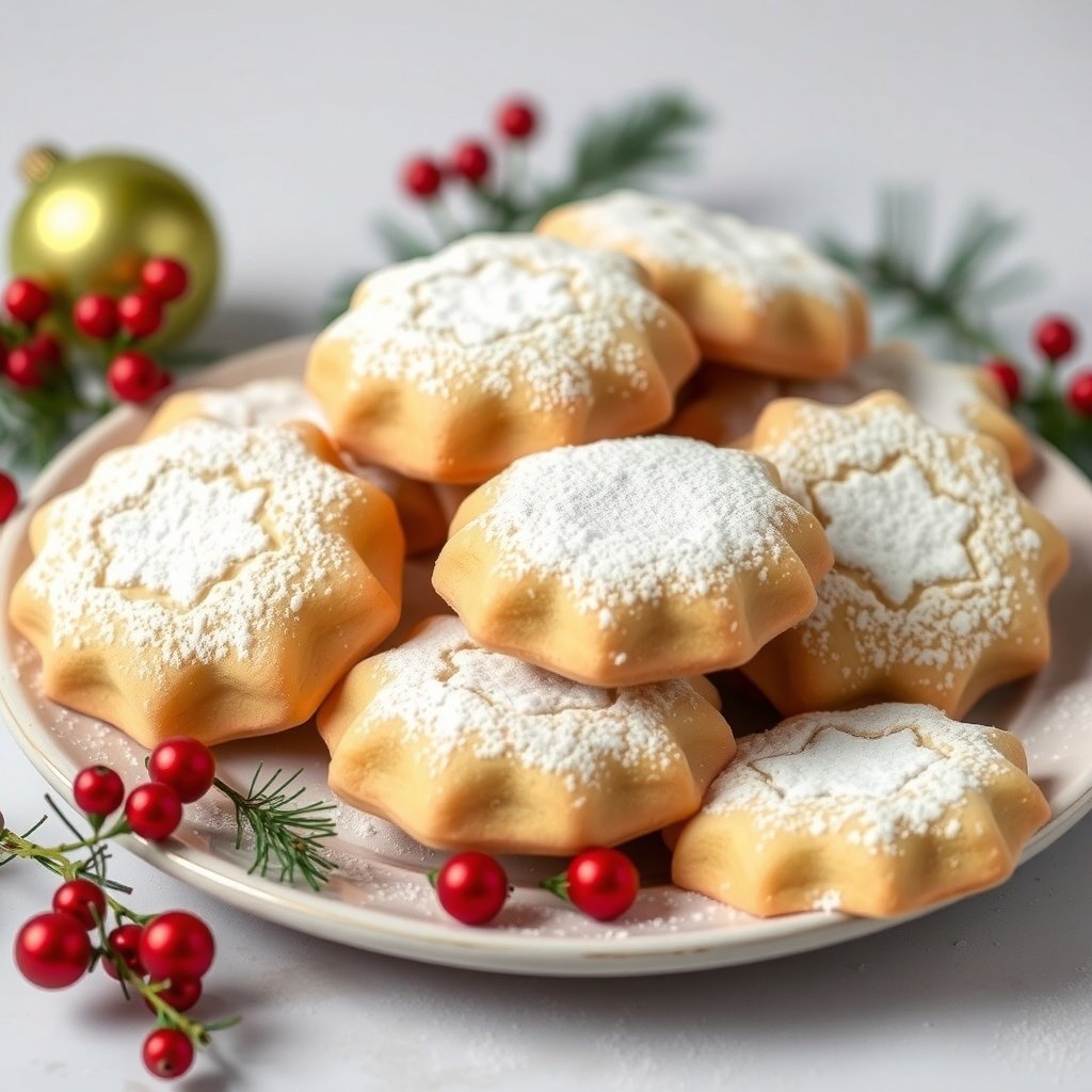 30 Delightful Mexican Wedding Cookie Recipes to Sweeten Your Celebrations A plate of traditional Mexican wedding cookies dusted with powdered sugar, surrounded by festive decorations.