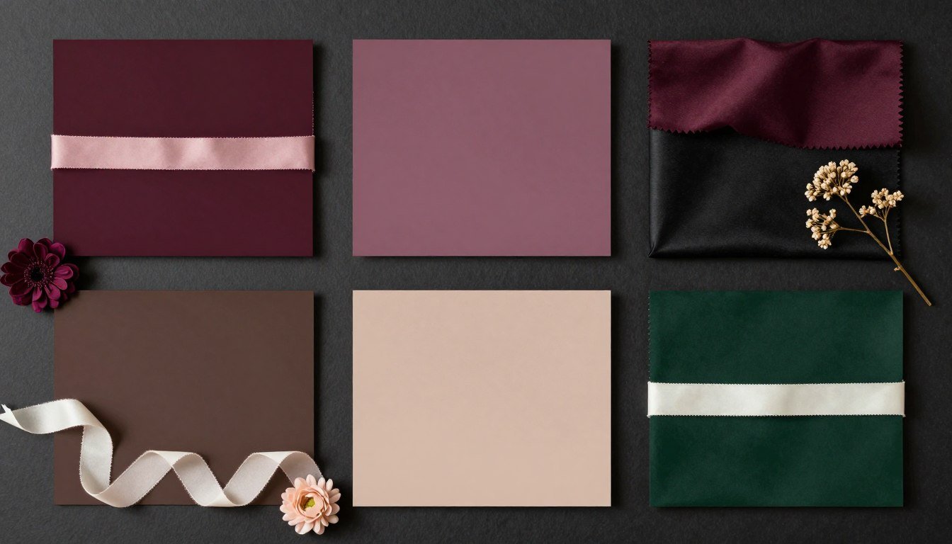 Visual representation of dark romantic wedding color palettes