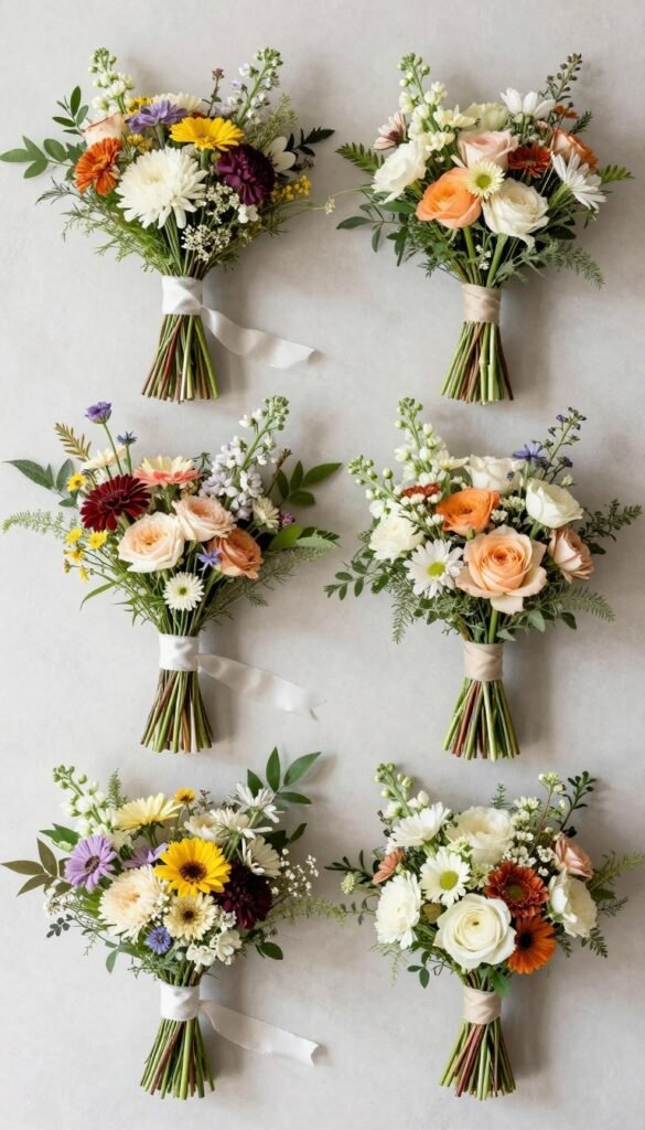 Collection of elegant wildflower wedding bouquets perfect for Pinterest inspiration