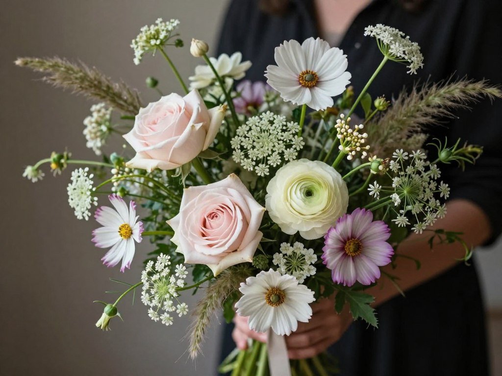 Elegant wildflower bouquet demonstrating limited variety with intentional curation