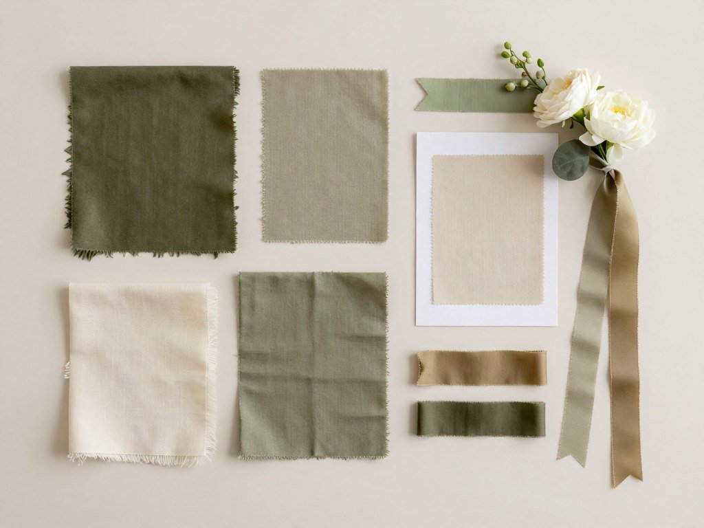 Wedding floral design board showing controlled earth-tone color palette
