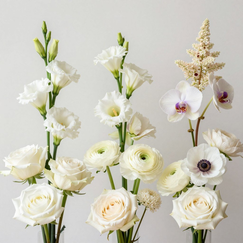White and cream flowers that complement sage green foliage