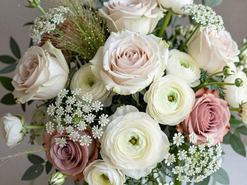 Wildflower bouquet with balanced flower sizes and elegant composition
