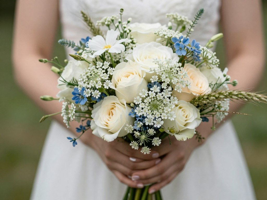 Wildflower wedding bouquet with curated color palette and elegant styling