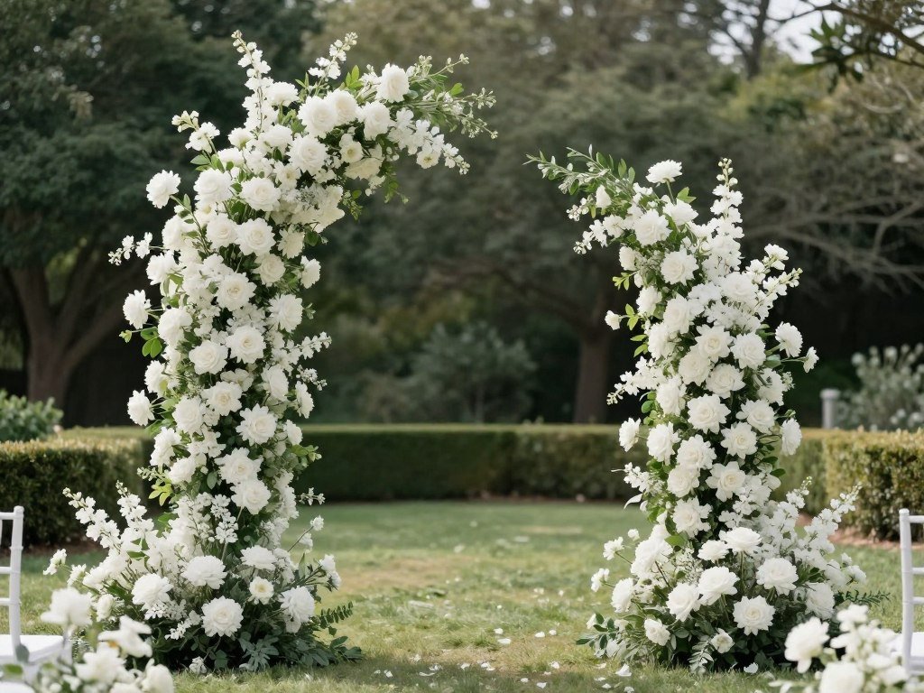 Balanced floral ceremony arch with open space