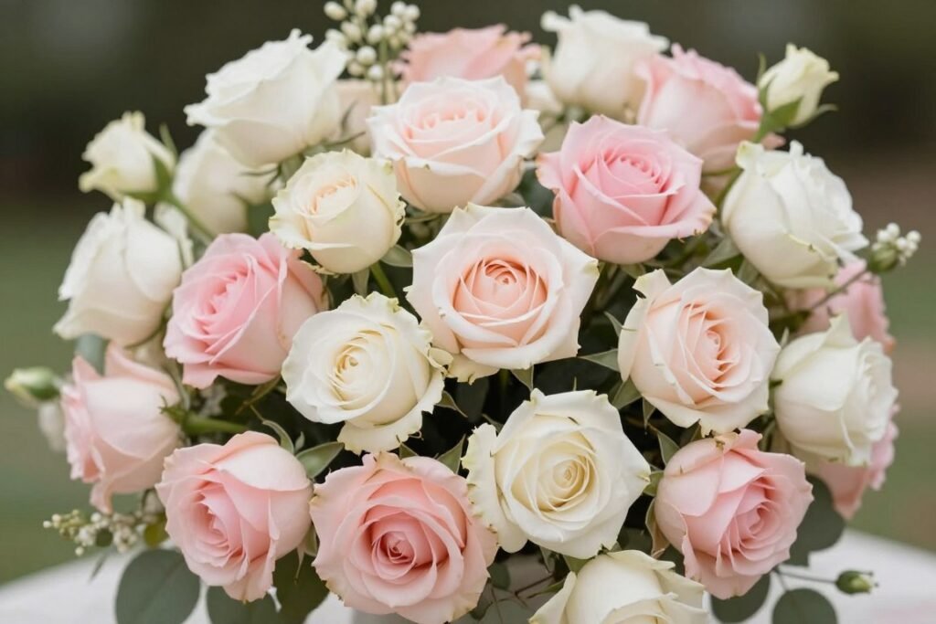 Blush and ivory wedding palette details