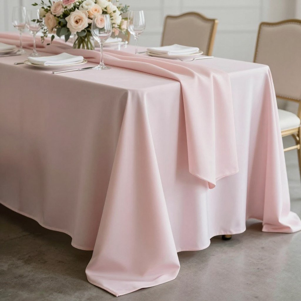Blush pink wedding table linens