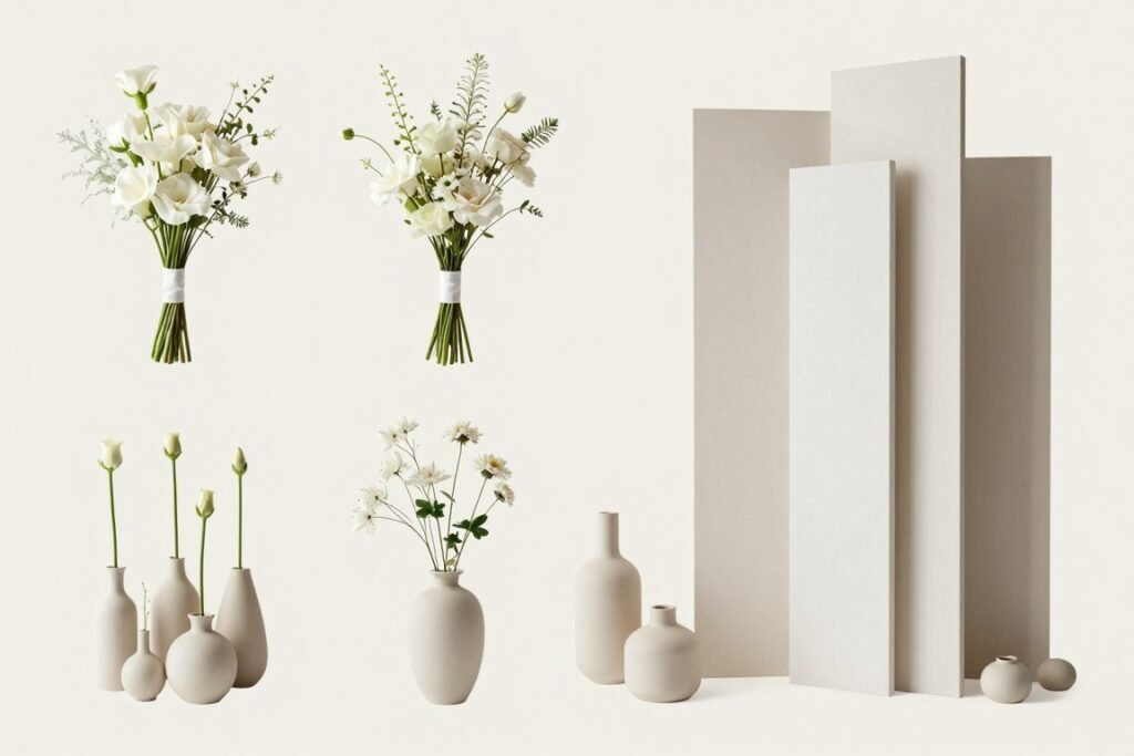 Collection of minimalist wedding flower ideas for Pinterest inspiration