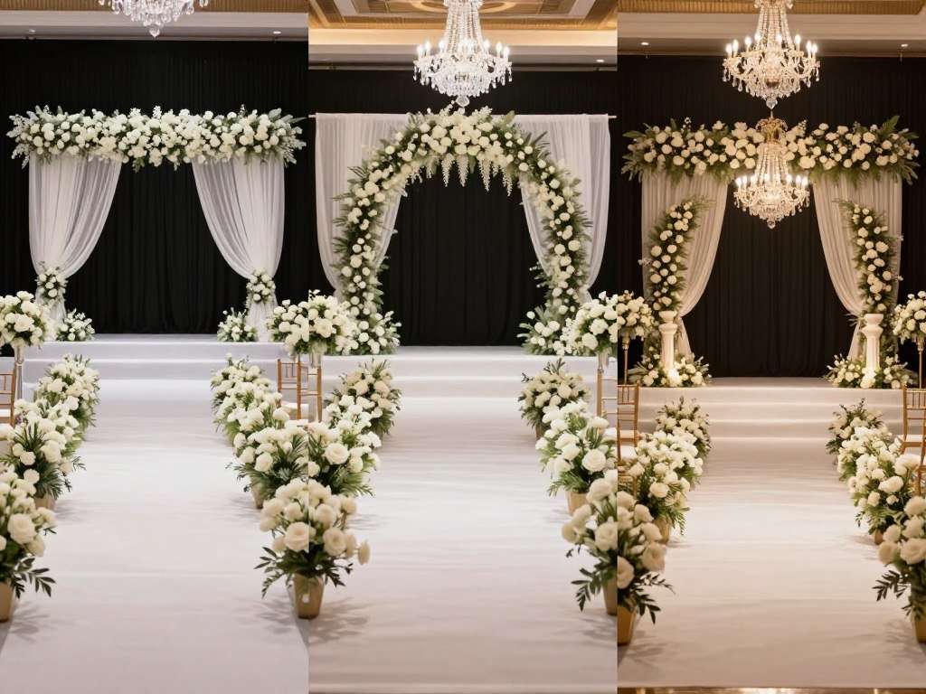 Comparison of wedding aisle décor at different budget levels