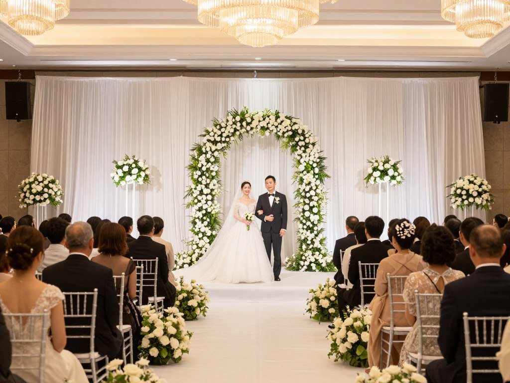 Complete luxury wedding ceremony with coordinated décor elements