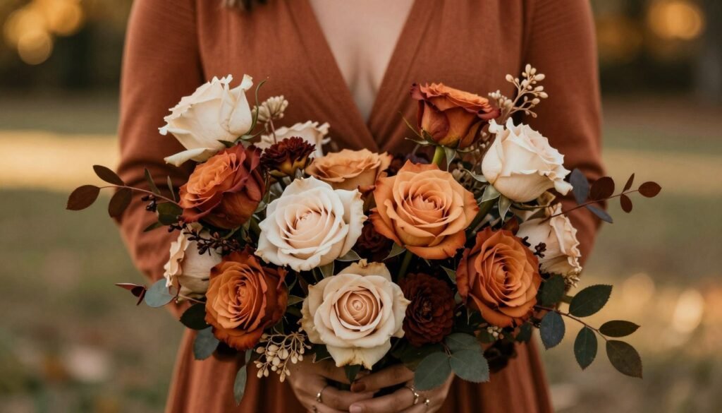 Earth-tone wedding color palette details