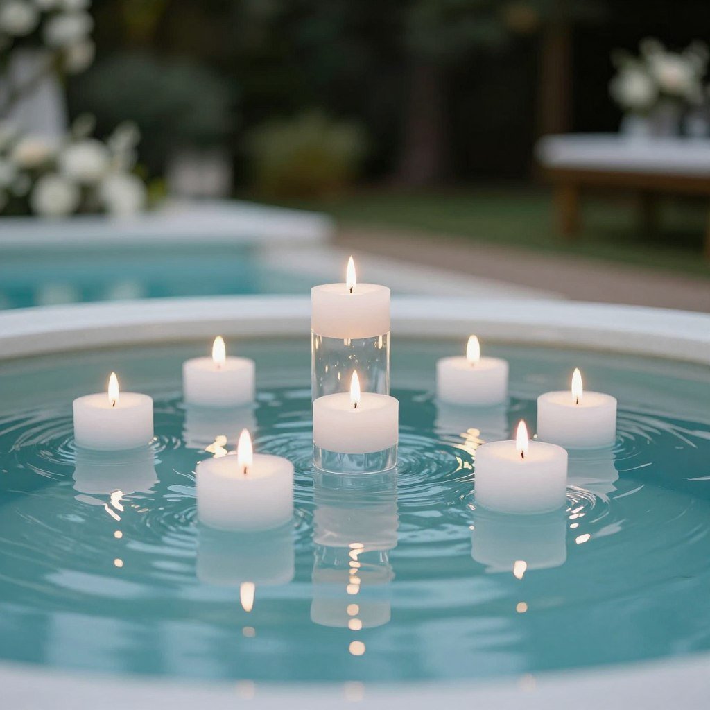 Floating candles for pool or fountain