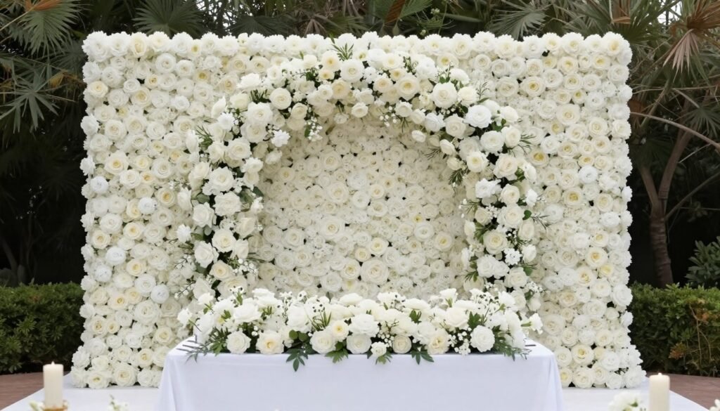 Floral wall backdrop behind head table
