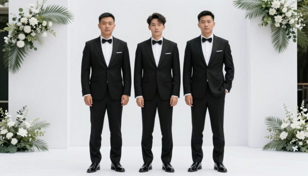 Fresh modern black tie wedding with contemporary elements